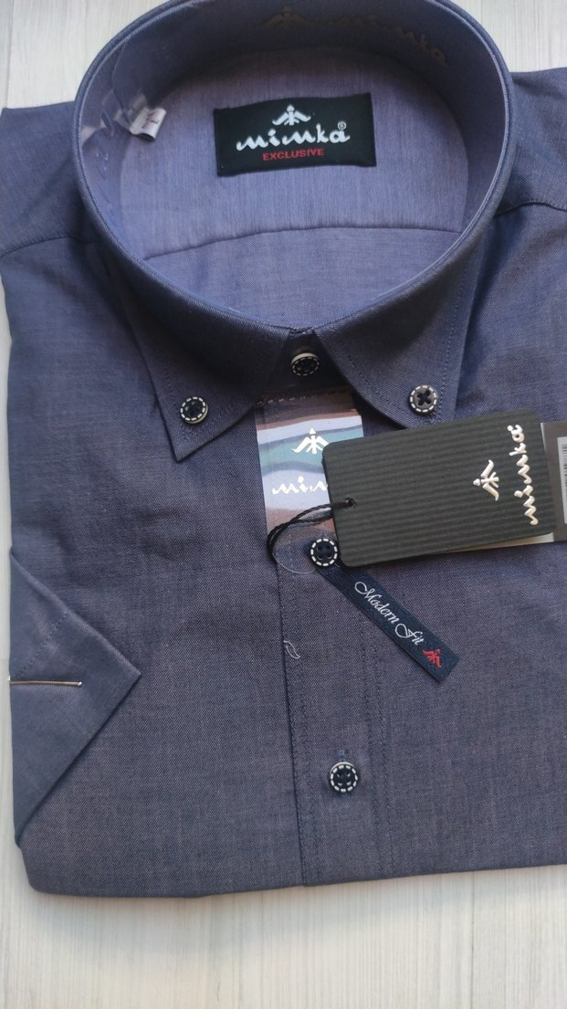 Erkek Mavi Denim Kısa Kollu Gömlek - Görsel 2