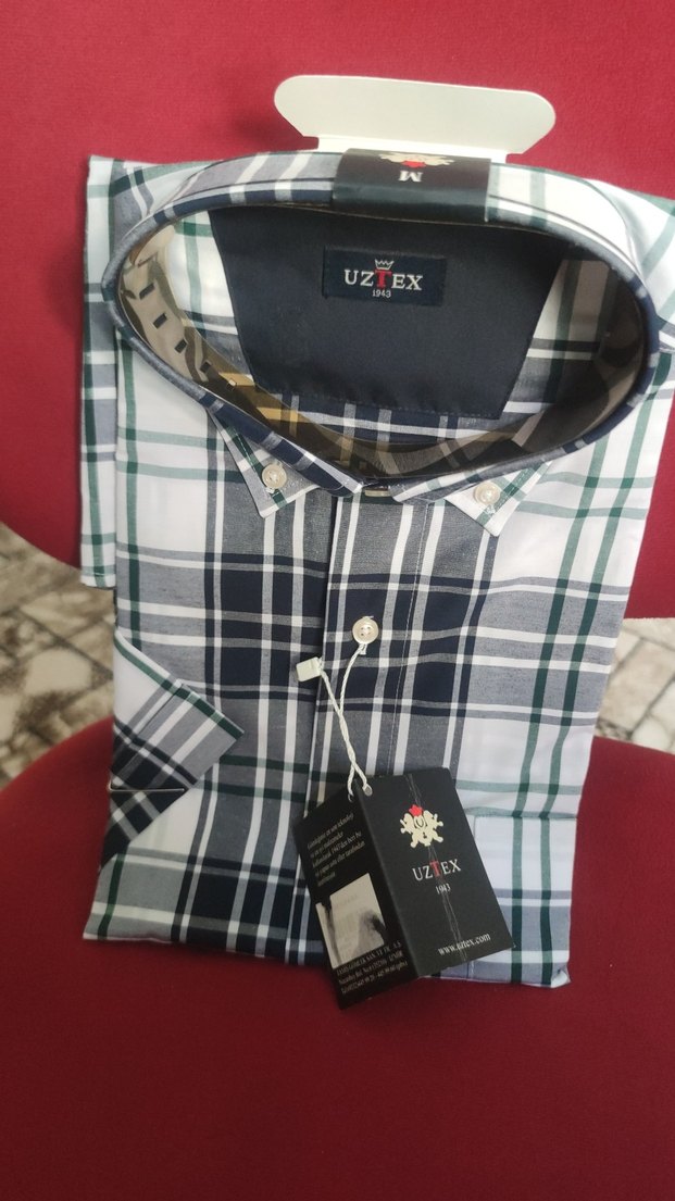 Erkek Gri Kareli Kısa Kollu Gömlek - Görsel 4