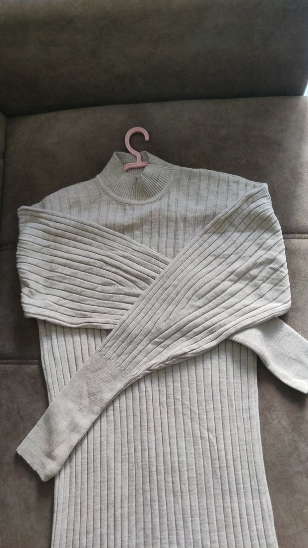 Gri Balıkçı Yaka Uzun Triko Elbise sıfır kullanılmadı - Görsel 4