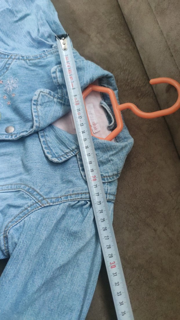 Nakışlı Düğmeli Mavi Denim Kız Ceketi - Görsel 5