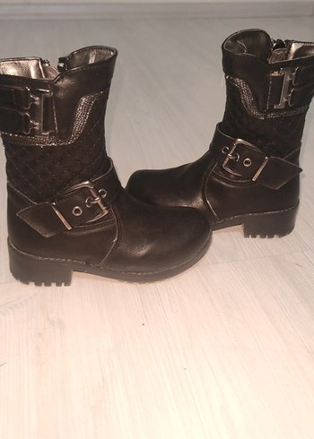 Kız Çocuk Kahverengi Deri Biker Bot - Görsel 2