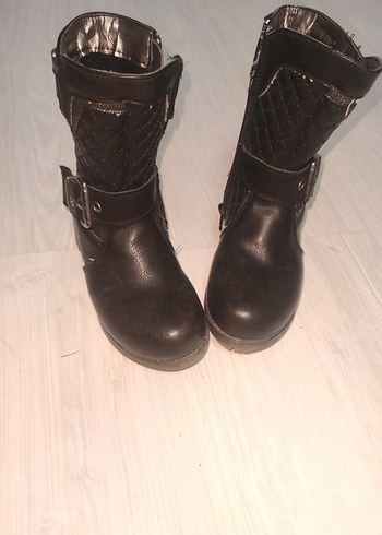 Kız Çocuk Kahverengi Deri Biker Bot - Görsel 5