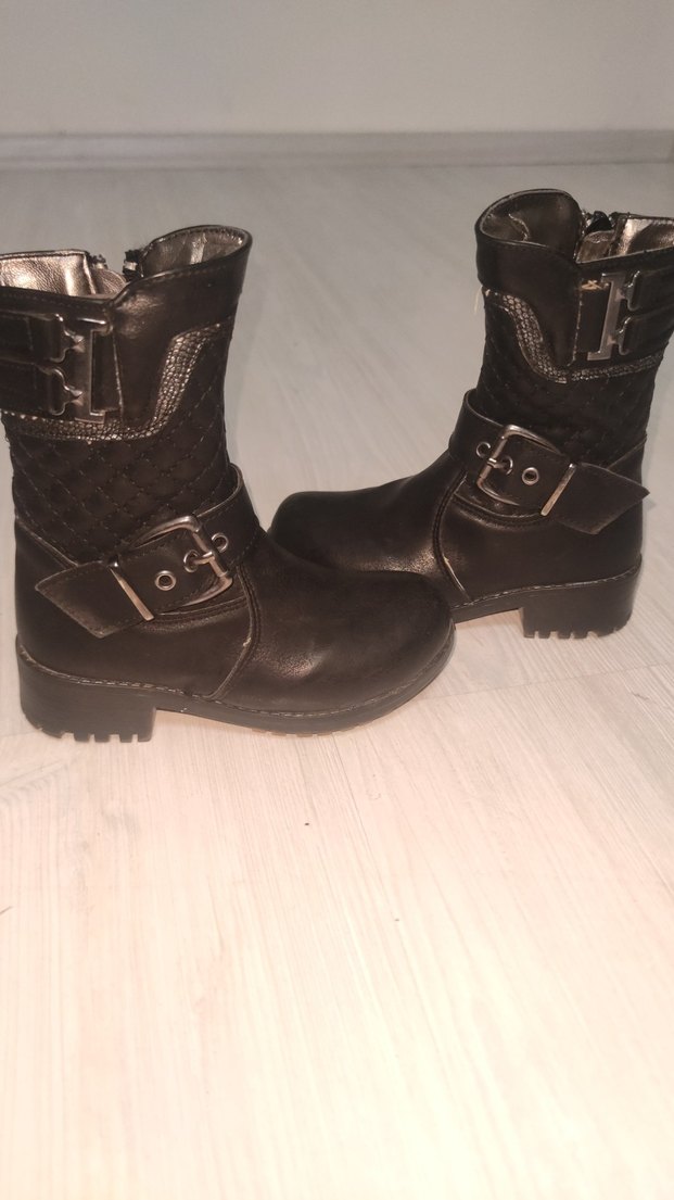 Kız Çocuk Kahverengi Deri Biker Bot - Görsel 2