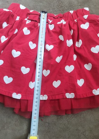 2 etek tek fiyat Beyaz Kalpli Pembe Kız Çocuk Fırfırlı Etek - Görsel 3