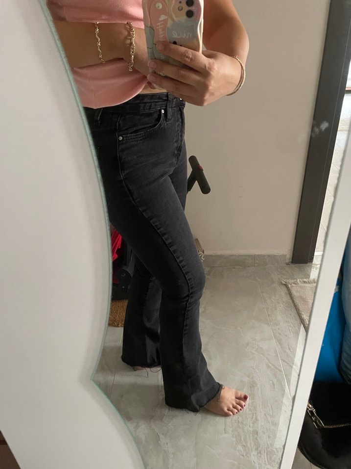 Trendyol 36 beden ispanyol paça siyah pantolon - Görsel 2