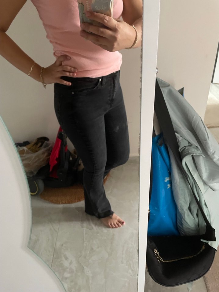 Trendyol 36 beden ispanyol paça siyah pantolon - Görsel 3