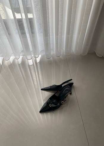 Siyah  marjin İnce Topuklu Kadın Stiletto - Görsel 2