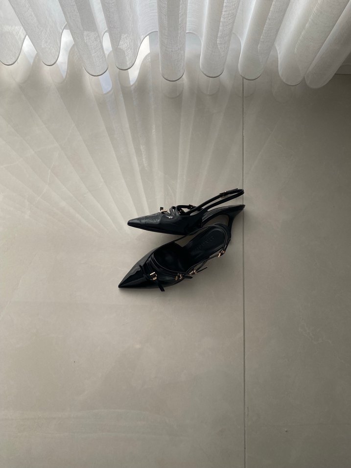 Siyah  marjin İnce Topuklu Kadın Stiletto - Görsel 3