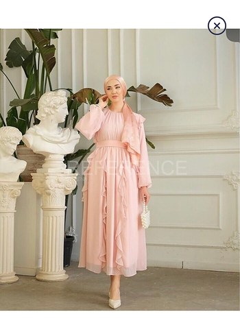 Bej Uzun Fırfırlı Bohem Elbise - Görsel 2