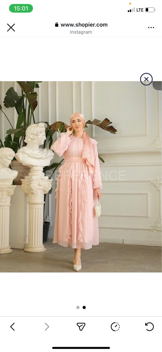 Bej Uzun Fırfırlı Bohem Elbise - Görsel 2