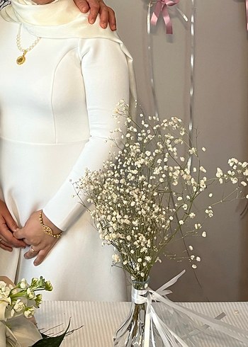 Beyaz skuba elbise - Görsel 3