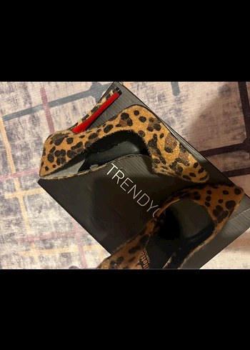 36 Beden Leopar Desenli Kahverengi Topuklu Stiletto
