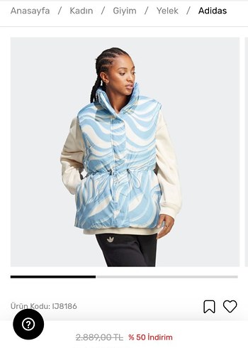 Adidas Kadın Mavi Batik Desenli Kemerli Yelek