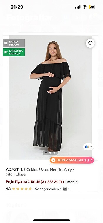 Adastyle Uzun Hamile Şifon Elbise Abiye