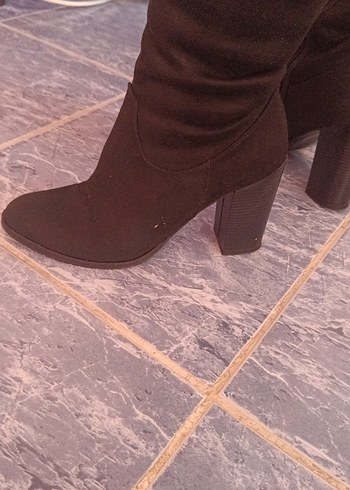 37 Beden siyah Renk Siyah Süet Stiletto Topuklu Dizüstü Bot