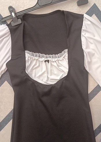 LC Waikiki Siyah Beyaz Gotik Midi Elbise