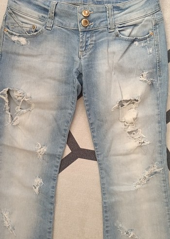 Mavi Jeans Kadın Açık Mavi Yırtık Geniş Paça Kot