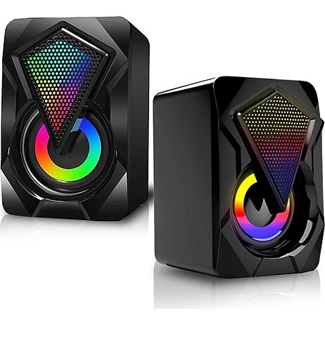 Rgb Işıklı Gaming Pc Bilgisayar Hoparlörü 1+1 Speaker X2