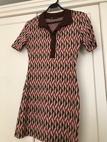 Zara Retro Desen Mini Kışlık Elbise