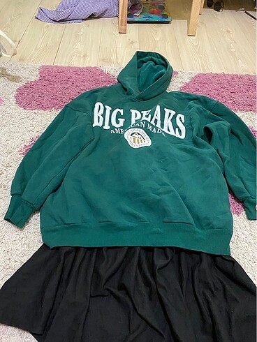l Beden yeşil Renk Pileli kısa etek ve kolej sweat yüzük