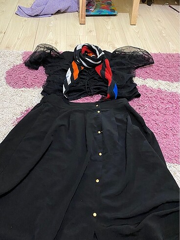 H&M H&M crop üst, şal ve LTB etek