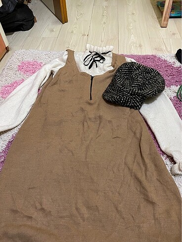 Trendyolmilla jile, krem kazak ve şapka 3lüsü - Görsel 5