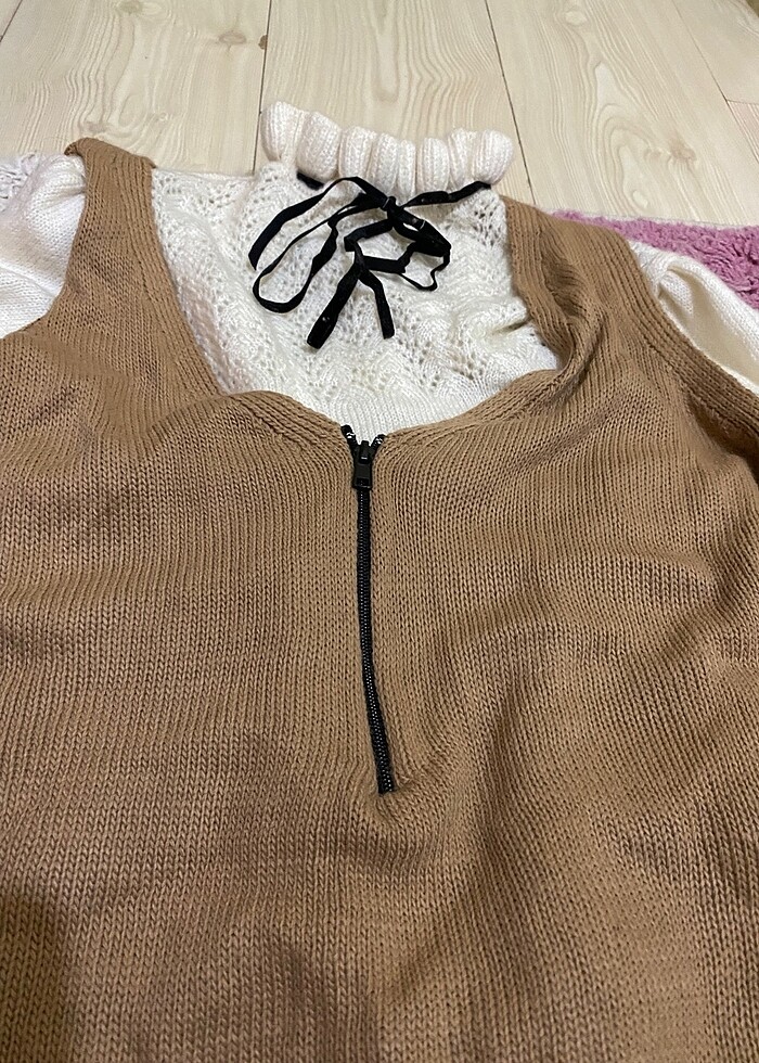 Trendyolmilla jile, krem kazak ve şapka 3lüsü - Görsel 4