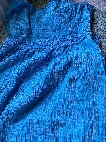 Koton mavi sırt detaylı elbise - Görsel 7