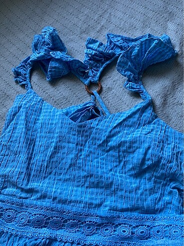 Koton mavi sırt detaylı elbise - Görsel 9