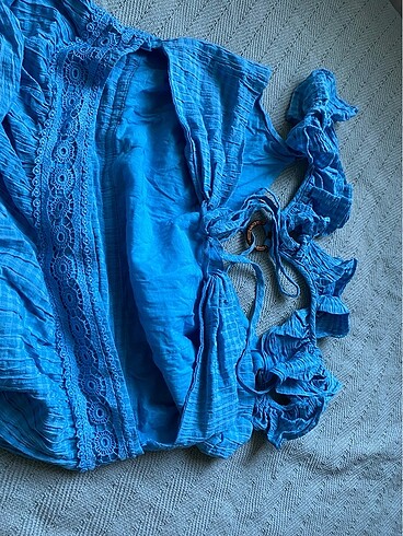 Koton mavi sırt detaylı elbise - Görsel 10