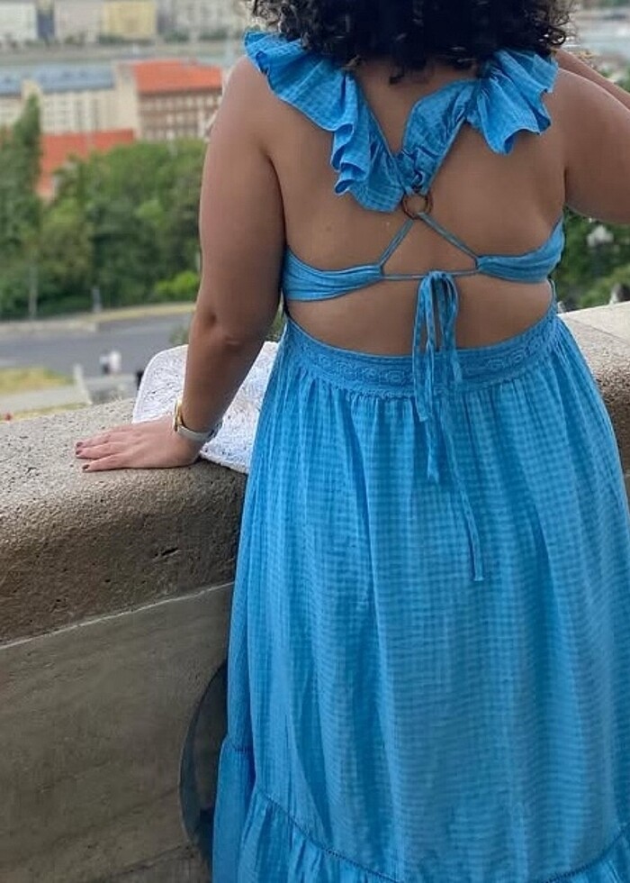 Koton mavi sırt detaylı elbise - Görsel 2