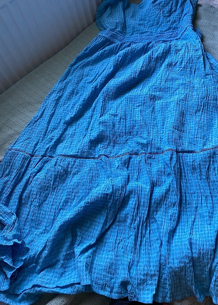 Koton mavi sırt detaylı elbise - Görsel 4