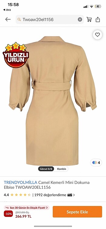 34 Beden Elbise camel