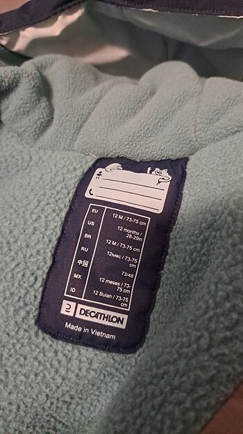 12-18 Ay Beden lacivert Renk Decathlon bebek kar tulumu