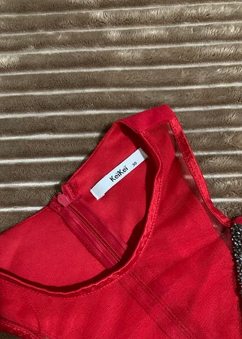 Kırmızı Krep Elbise - Görsel 9