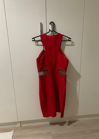 Kırmızı Krep Elbise - Görsel 6