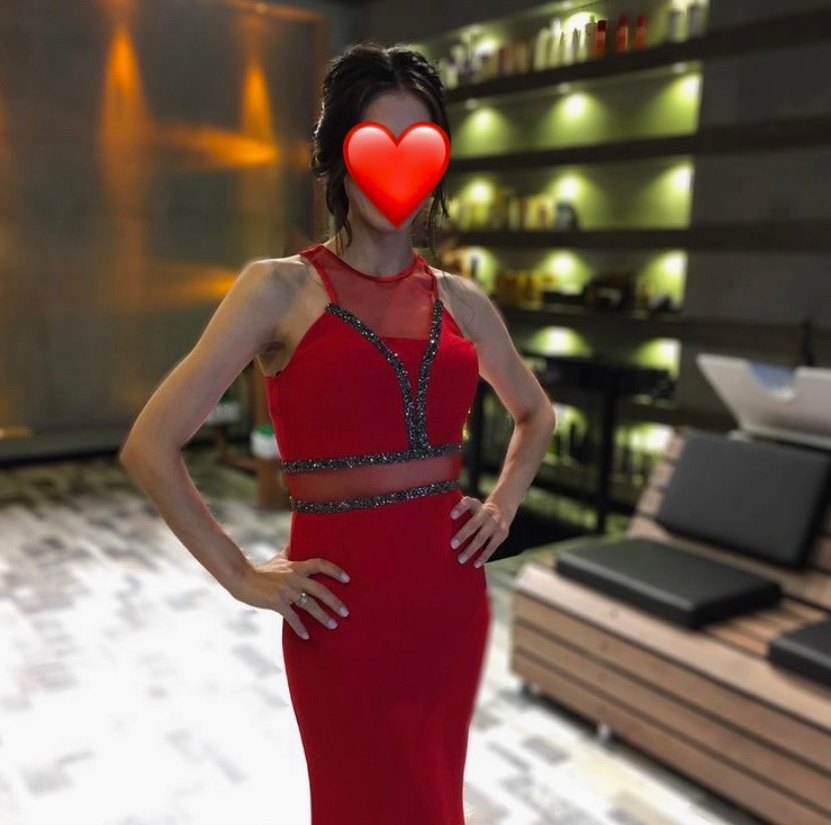 Kırmızı Krep Elbise - Görsel 3