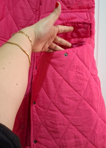 Düğmeli Pembe Kadın Yelek - Görsel 3