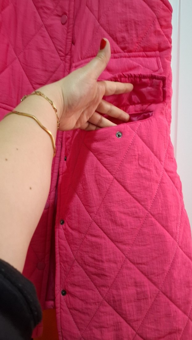 Düğmeli Pembe Kadın Yelek - Görsel 3