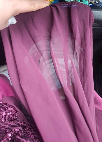 Mor Uzun Drapeli Abiye Elbise - Görsel 2