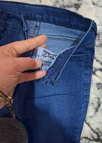 Kadın Lacivert Denim Kemerli Pantolon - Görsel 2