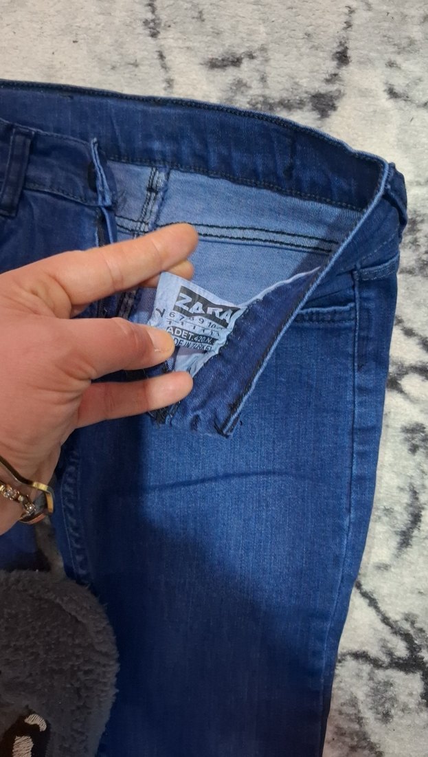 Kadın Lacivert Denim Kemerli Pantolon - Görsel 2