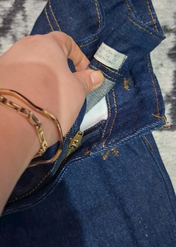 Kadın Mavi Denim Bol Kesim Günlük Kot Pantolon - Görsel 2