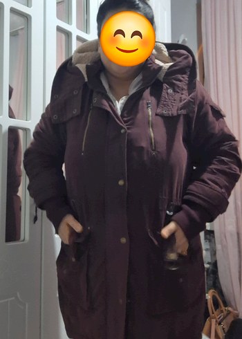 Bordo Süet Kürklü Midi Kadın Ceket - Görsel 3