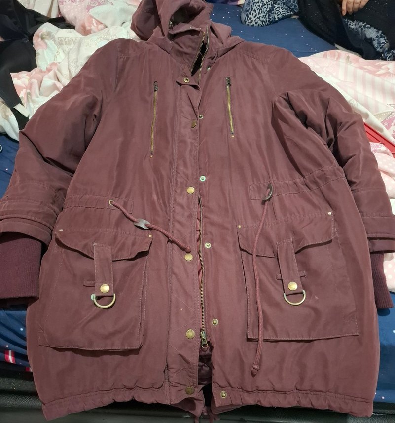 Bordo Süet Kürklü Midi Kadın Ceket - Görsel 5