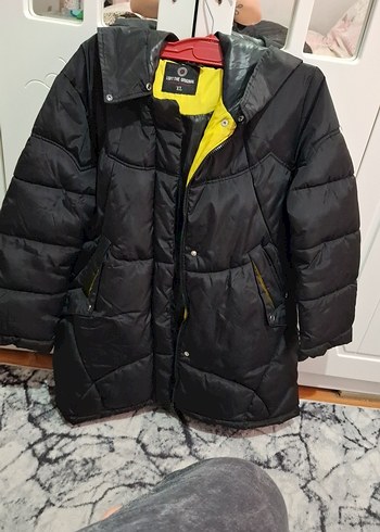 Siyah Midi Düğmeli Kadın Kışlık Mont - Görsel 2