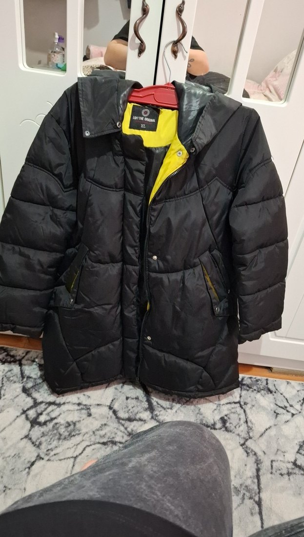 Siyah Midi Düğmeli Kadın Kışlık Mont - Görsel 2