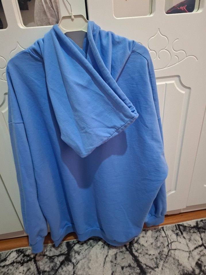 Mavi Baskılı Kadın Sweatshirt Kapüşonlu - Görsel 4