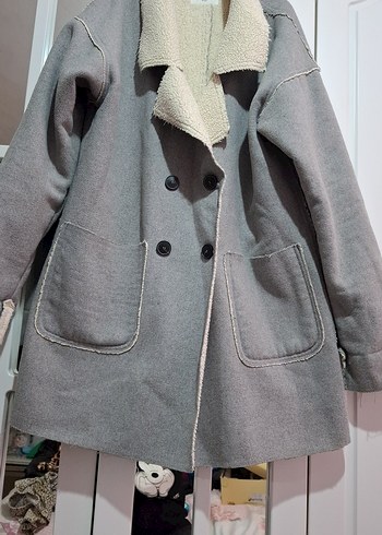 Düğmeli Gri Midi Kadın Ceket - Görsel 2