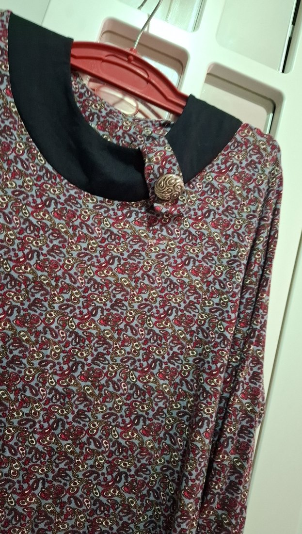 Bordo Bohem Uzun Kollu Rahat Elbise - Görsel 3